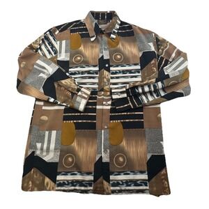 Monzini‎ Collection Shirt Mens Sz M Abstract Disco Retro Psychedelic USA